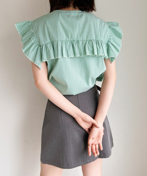 at12:03（アットイチニーゼロサン）の「ベルト付き ラッププリーツスカートパンツ（スカート・レディース・ブラック/グレー・S/M）」の3枚目の写真