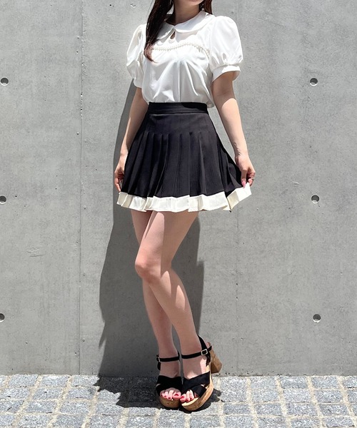 titty&Co. PETIT(ティティアンドコープティ)の「【titty&Co.PETIT】デコルテパールラウンドカラーブラウス(シャツ/ブラウス・レディース・ホワイト/ブラック・FREE)」の13枚目の写真