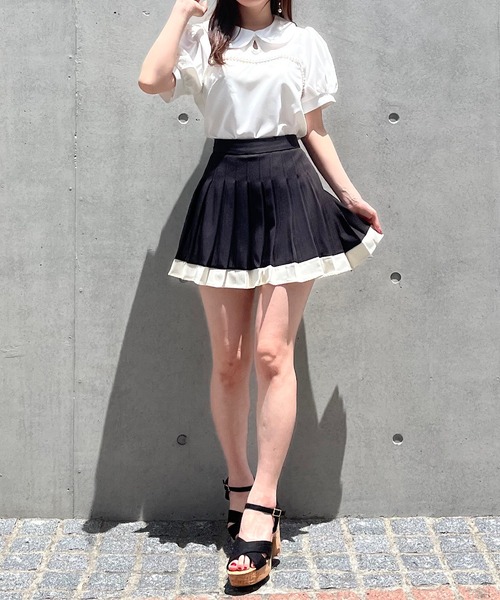 titty&Co. PETIT(ティティアンドコープティ)の「【titty&Co.PETIT】デコルテパールラウンドカラーブラウス(シャツ/ブラウス・レディース・ホワイト/ブラック・FREE)」の14枚目の写真