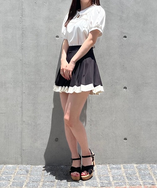 titty&Co. PETIT(ティティアンドコープティ)の「【titty&Co.PETIT】デコルテパールラウンドカラーブラウス(シャツ/ブラウス・レディース・ホワイト/ブラック・FREE)」の15枚目の写真