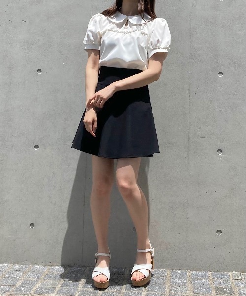 titty&Co. PETIT(ティティアンドコープティ)の「【titty&Co.PETIT】デコルテパールラウンドカラーブラウス(シャツ/ブラウス・レディース・ホワイト/ブラック・FREE)」の8枚目の写真