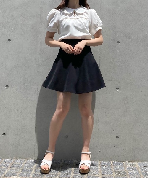 titty&Co. PETIT(ティティアンドコープティ)の「【titty&Co.PETIT】デコルテパールラウンドカラーブラウス(シャツ/ブラウス・レディース・ホワイト/ブラック・FREE)」の9枚目の写真