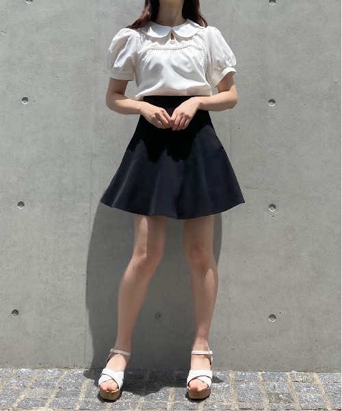 titty&Co. PETIT(ティティアンドコープティ)の「【titty&Co.PETIT】デコルテパールラウンドカラーブラウス(シャツ/ブラウス・レディース・ホワイト/ブラック・FREE)」の12枚目の写真