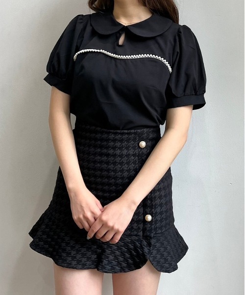 titty&Co. PETIT(ティティアンドコープティ)の「【titty&Co.PETIT】デコルテパールラウンドカラーブラウス(シャツ/ブラウス・レディース・ホワイト/ブラック・FREE)」の21枚目の写真