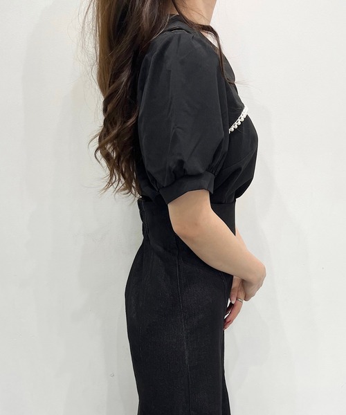 titty&Co. PETIT(ティティアンドコープティ)の「【titty&Co.PETIT】デコルテパールラウンドカラーブラウス(シャツ/ブラウス・レディース・ホワイト/ブラック・FREE)」の18枚目の写真