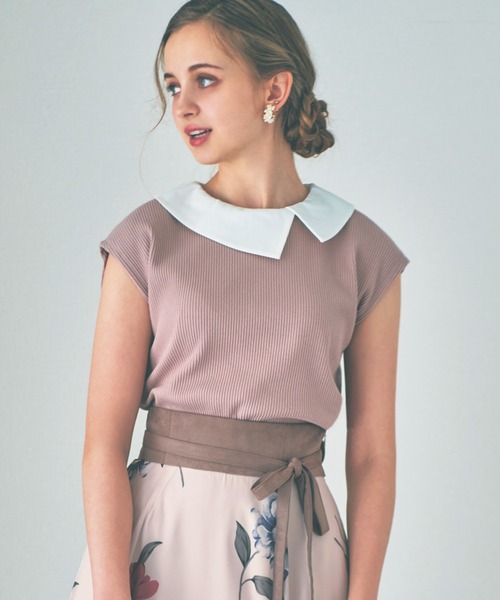 NOELA（ノエラ）の「アシメカラーリブトップス（Tシャツ/カットソー・レディース・ブラック/オフホワイト/ピンク・フリー）」の3枚目の写真