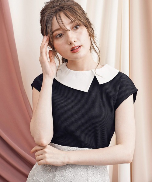 NOELA（ノエラ）の「アシメカラーリブトップス（Tシャツ/カットソー・レディース・ブラック/オフホワイト/ピンク・フリー）」の6枚目の写真