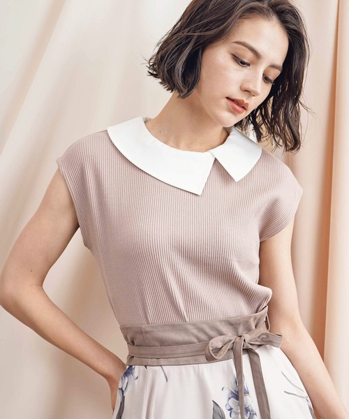 NOELA（ノエラ）の「アシメカラーリブトップス（Tシャツ/カットソー・レディース・ブラック/オフホワイト/ピンク・フリー）」の4枚目の写真