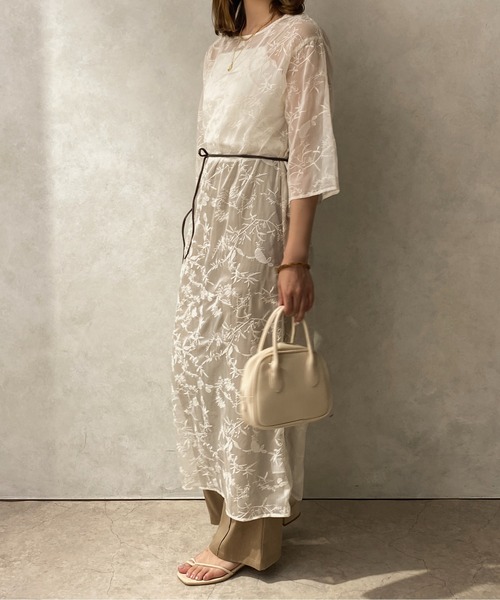apres jour clair(アプレジュールクレア)の「【apres jour clair】刺繍シアーワンピース【ZOZOTOWN限定アイテム】(ワンピース・レディース・アイボリー/ピンクベージュ・X-LARGE/フリー)」の12枚目の写真