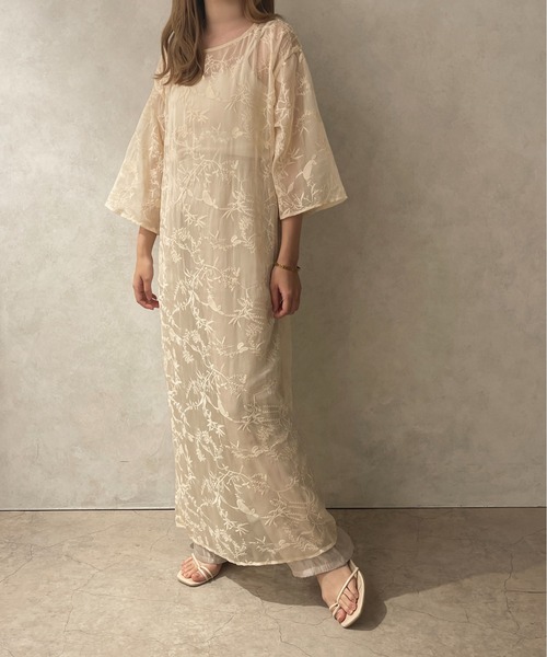 apres jour clair(アプレジュールクレア)の「【apres jour clair】刺繍シアーワンピース【ZOZOTOWN限定アイテム】(ワンピース・レディース・アイボリー/ピンクベージュ・X-LARGE/フリー)」の19枚目の写真