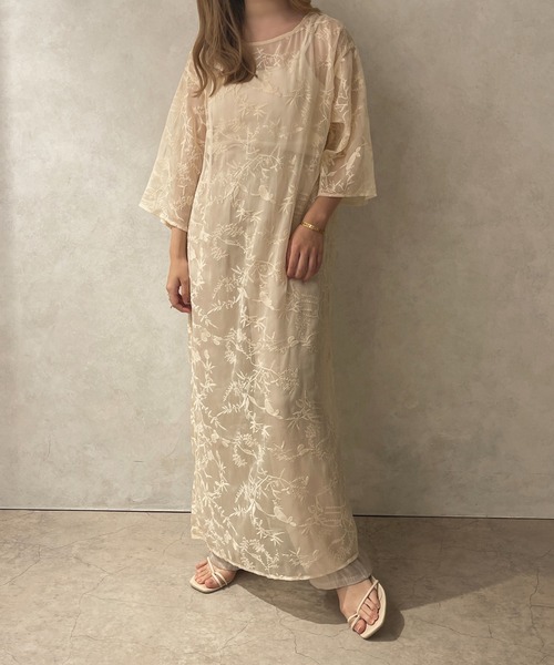 apres jour clair(アプレジュールクレア)の「【apres jour clair】刺繍シアーワンピース【ZOZOTOWN限定アイテム】(ワンピース・レディース・アイボリー/ピンクベージュ・X-LARGE/フリー)」の20枚目の写真