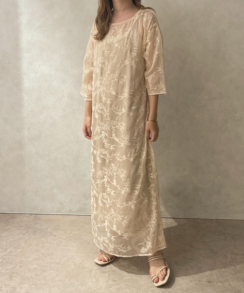 apres jour clair(アプレジュールクレア)の「【apres jour clair】刺繍シアーワンピース【ZOZOTOWN限定アイテム】(ワンピース・レディース・アイボリー/ピンクベージュ・X-LARGE/フリー)」の22枚目の写真