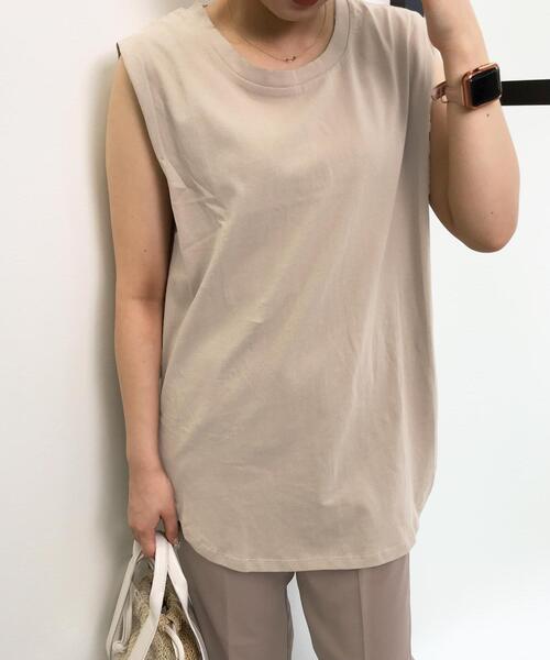INGNI(イング)の「フレンチスリーブ/Tシャツ(Tシャツ/カットソー・レディース・ベージュ/ブラウン/オフホワイト/カーキ/スミクロ・M)」の13枚目の写真