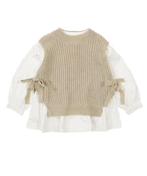 devirock(デビロック)の「ニットベスト&長袖シャツセット(ニット/セーター・キッズ・ベージュ/グレー系その他・110cm/100cm/120cm/130cm/140cm/150cm/160cm)」の4枚目の写真