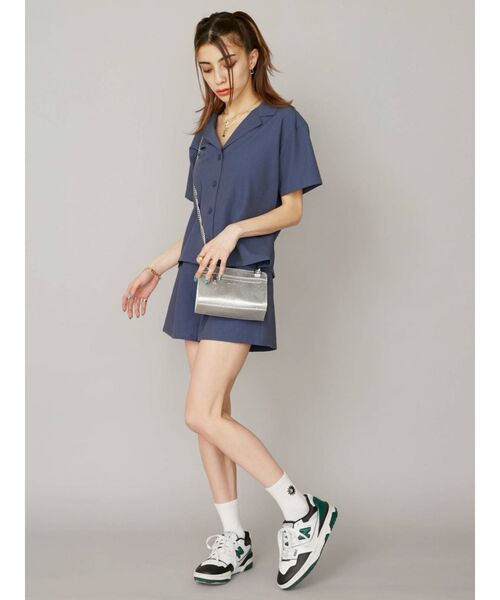 EVRIS（エヴリス）の「オープンカラーショートシャツ【セットアップ着用可能】（シャツ/ブラウス・レディース・ベージュ/ネイビー/ブラック・FREE）」の8枚目の写真