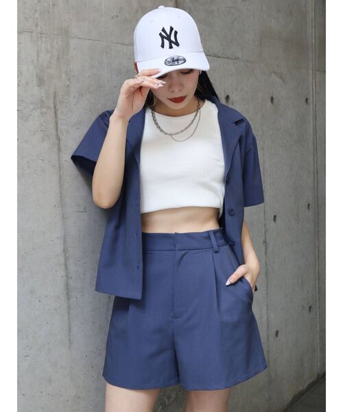 EVRIS（エヴリス）の「オープンカラーショートシャツ【セットアップ着用可能】（シャツ/ブラウス・レディース・ベージュ/ネイビー/ブラック・FREE）」の22枚目の写真