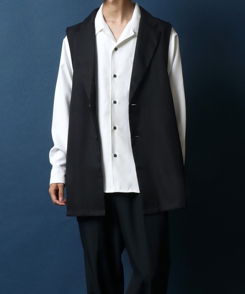 ANPAS(アンパス)の「Side Velt Tailored Collar Gilet/サイドベルト テーラード ジレベスト(ベスト・メンズ・ブラック/ライトベージュ・M/L)」の20枚目の写真