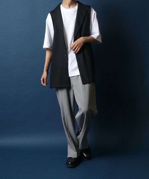 ANPAS(アンパス)の「Side Velt Tailored Collar Gilet/サイドベルト テーラード ジレベスト(ベスト・メンズ・ブラック/ライトベージュ・M/L)」の18枚目の写真