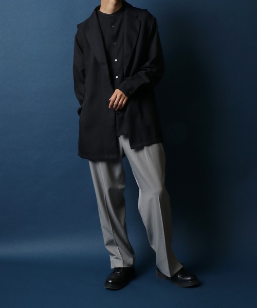 ANPAS(アンパス)の「Side Velt Tailored Collar Gilet/サイドベルト テーラード ジレベスト(ベスト・メンズ・ブラック/ライトベージュ・M/L)」の9枚目の写真