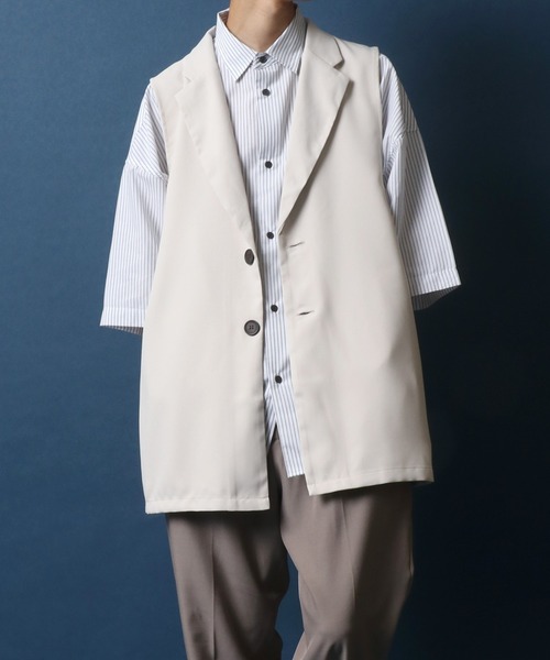ANPAS(アンパス)の「Side Velt Tailored Collar Gilet/サイドベルト テーラード ジレベスト(ベスト・メンズ・ブラック/ライトベージュ・M/L)」の15枚目の写真