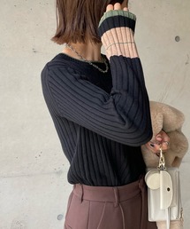 【WEB限定】クロスリブ配色ニット