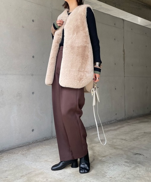 DouDou（ドゥドゥ）の「【WEB限定】クロスリブ配色ニット（ニット/セーター・レディース・アイボリー/ブラック・FREE）」の22枚目の写真