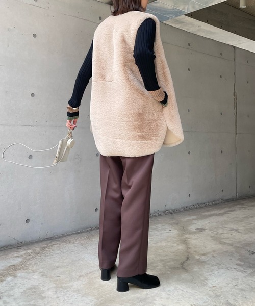 DouDou（ドゥドゥ）の「【WEB限定】クロスリブ配色ニット（ニット/セーター・レディース・アイボリー/ブラック・FREE）」の21枚目の写真