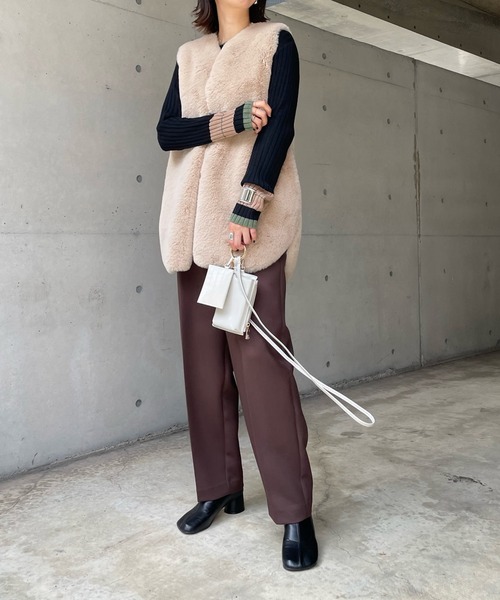 DouDou（ドゥドゥ）の「【WEB限定】クロスリブ配色ニット（ニット/セーター・レディース・アイボリー/ブラック・FREE）」の20枚目の写真