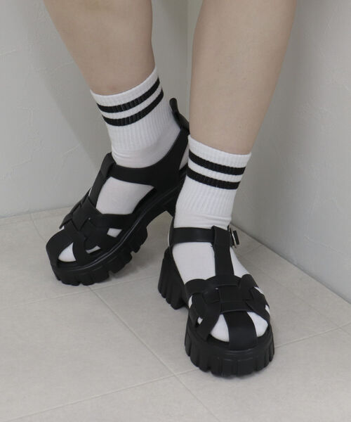 fredy emue(フレディエミュ)の「ライトソールデザインアッパーサンダル(サンダル・レディース・ブラック/オフホワイト・S/M/L)」の15枚目の写真