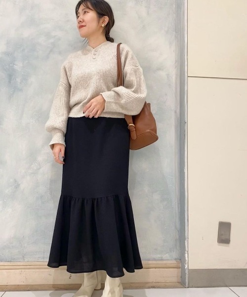 flower（フラワー）の「ボタンニットトップ2（ニット/セーター・レディース・ベージュ/グレー・FREE）」の11枚目の写真