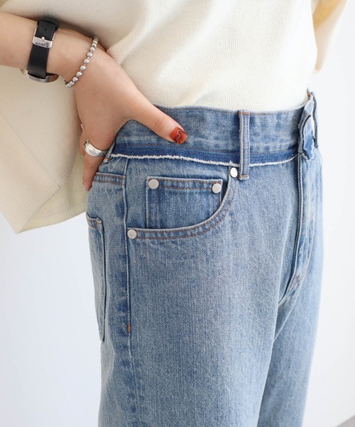 earth music&ecology（アースミュージックアンドエコロジー）の「デニムダメージパンツ（デニムパンツ・レディース・インディゴブルー/ブラック・M/S）」の7枚目の写真