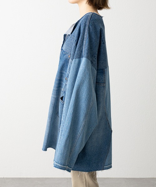 etsinta（エシンタ）の「【etsinta/エシンタ】リメイクデニムオーバージャケット（デニムジャケット・レディース・インディゴブルー・ONE SIZE）」の7枚目の写真