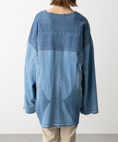 etsinta（エシンタ）の「【etsinta/エシンタ】リメイクデニムオーバージャケット（デニムジャケット・レディース・インディゴブルー・ONE SIZE）」の8枚目の写真