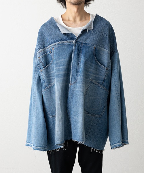 etsinta（エシンタ）の「【etsinta/エシンタ】リメイクデニムオーバージャケット（デニムジャケット・レディース・インディゴブルー・ONE SIZE）」の15枚目の写真