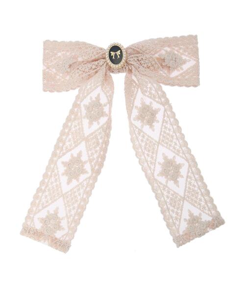 Maison de FLEUR(メゾンドフルール)の「レースリボンチャームバレッタ(バレッタ/ヘアクリップ・レディース・ブラウン/ピンクベージュ・FREE)」の7枚目の写真