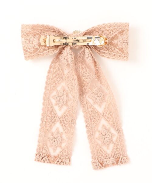 Maison de FLEUR(メゾンドフルール)の「レースリボンチャームバレッタ(バレッタ/ヘアクリップ・レディース・ブラウン/ピンクベージュ・FREE)」の12枚目の写真