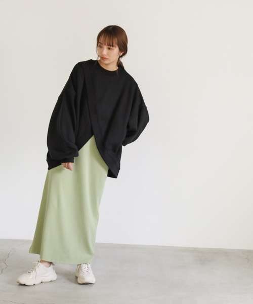 select MOCA（セレクトモカ）の「裏起毛2WAYクロスデザインプルオーバー（スウェット・レディース・グレイッシュブルー/アイボリー/ブラック・FREE）」の19枚目の写真