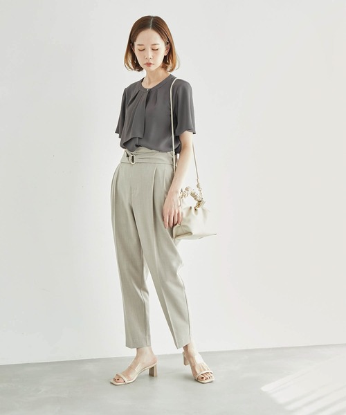 ROPE' PICNIC(ロペピクニック)の「ボウタイフウタックハーフスリーブブラウス(シャツ/ブラウス・レディース・ラベンダー/ホワイト/ネイビー/チャコールグレー・38)」の10枚目の写真