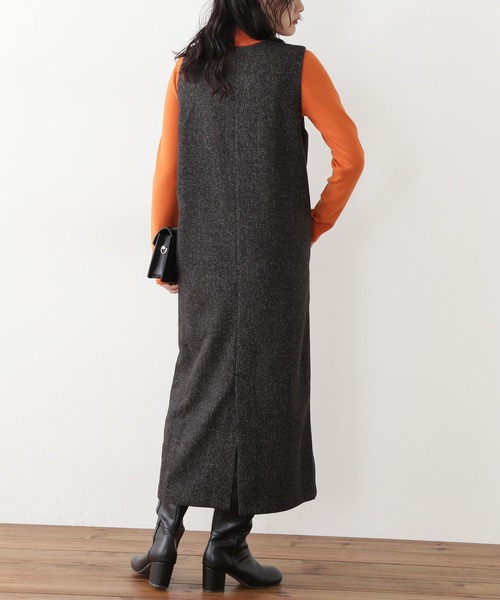 N.（N. Natural Beauty Basic）（エヌエヌナチュラルビューティーベーシック）の「◆キーネックジャンパースカート（ジャンパースカート・レディース・ブラック/チョコ/ナチュラル・MEDIUM）」の13枚目の写真