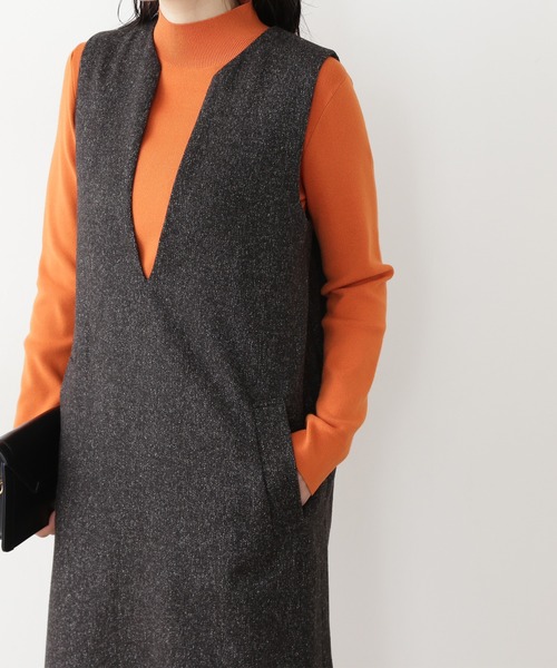 N.（N. Natural Beauty Basic）（エヌエヌナチュラルビューティーベーシック）の「◆キーネックジャンパースカート（ジャンパースカート・レディース・ブラック/チョコ/ナチュラル・MEDIUM）」の12枚目の写真