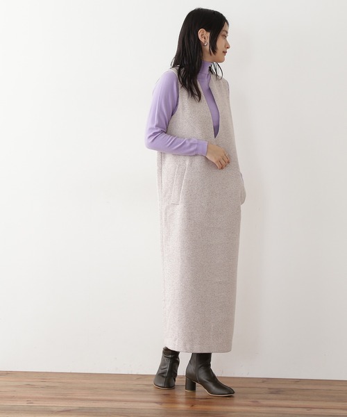 N.（N. Natural Beauty Basic）（エヌエヌナチュラルビューティーベーシック）の「◆キーネックジャンパースカート（ジャンパースカート・レディース・ブラック/チョコ/ナチュラル・MEDIUM）」の4枚目の写真