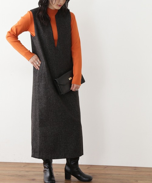 N.（N. Natural Beauty Basic）（エヌエヌナチュラルビューティーベーシック）の「◆キーネックジャンパースカート（ジャンパースカート・レディース・ブラック/チョコ/ナチュラル・MEDIUM）」の11枚目の写真