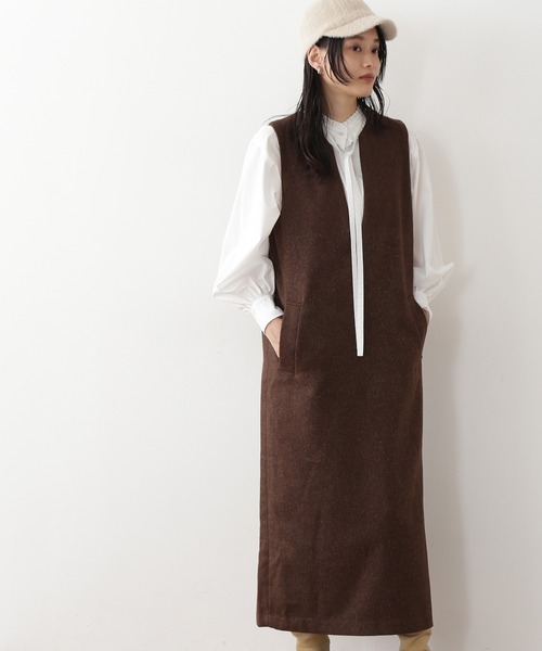 N.（N. Natural Beauty Basic）（エヌエヌナチュラルビューティーベーシック）の「◆キーネックジャンパースカート（ジャンパースカート・レディース・ブラック/チョコ/ナチュラル・MEDIUM）」の18枚目の写真