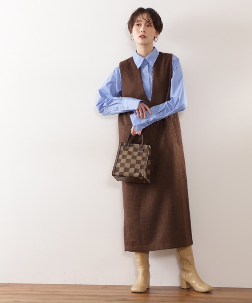 N.（N. Natural Beauty Basic）（エヌエヌナチュラルビューティーベーシック）の「◆キーネックジャンパースカート（ジャンパースカート・レディース・ブラック/チョコ/ナチュラル・MEDIUM）」の17枚目の写真