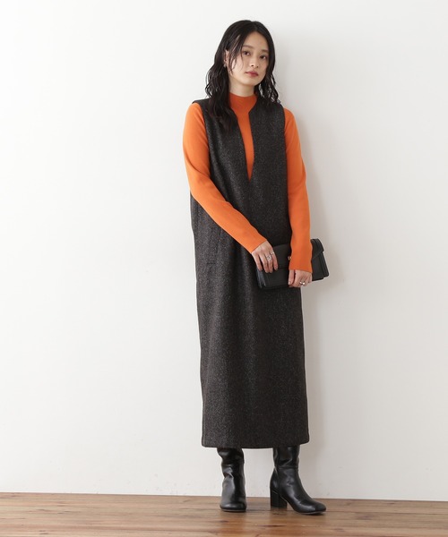 N.（N. Natural Beauty Basic）（エヌエヌナチュラルビューティーベーシック）の「◆キーネックジャンパースカート（ジャンパースカート・レディース・ブラック/チョコ/ナチュラル・MEDIUM）」の16枚目の写真