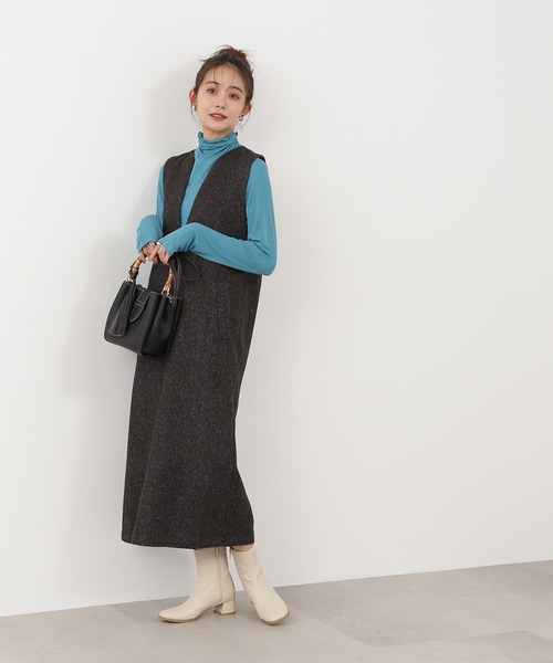 N.（N. Natural Beauty Basic）（エヌエヌナチュラルビューティーベーシック）の「◆キーネックジャンパースカート（ジャンパースカート・レディース・ブラック/チョコ/ナチュラル・MEDIUM）」の20枚目の写真