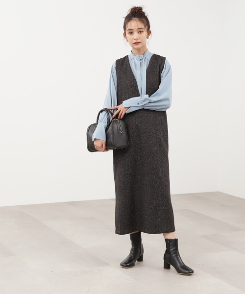 N.（N. Natural Beauty Basic）（エヌエヌナチュラルビューティーベーシック）の「◆キーネックジャンパースカート（ジャンパースカート・レディース・ブラック/チョコ/ナチュラル・MEDIUM）」の21枚目の写真