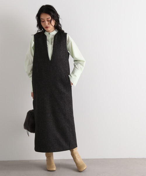 N.（N. Natural Beauty Basic）（エヌエヌナチュラルビューティーベーシック）の「◆キーネックジャンパースカート（ジャンパースカート・レディース・ブラック/チョコ/ナチュラル・MEDIUM）」の15枚目の写真