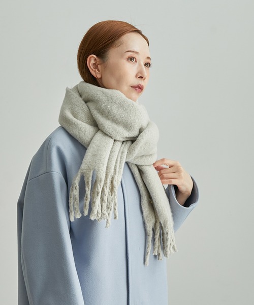 ROPE' PICNIC（ロペピクニック）の「リサイクルヤーンバルキーフリンジストール（マフラー・レディース・キナリ/イエロー系その他/ブルー/ピンク/グレー系その他/チャコールグレー・FREE）」の4枚目の写真