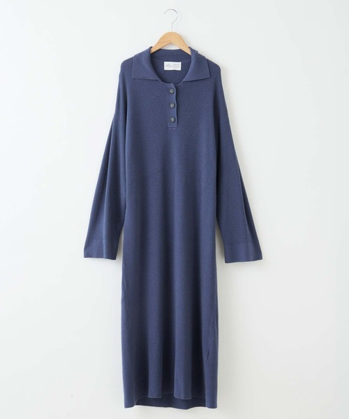 Chaco closet（チャコ クローゼット）の「ポロニットボリュームスリーブワンピース（ワンピース・レディース・ネイビー/グリーン/杢グレー/ワイン/ブラック・FREE）」の16枚目の写真